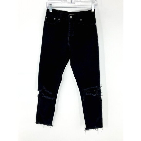Levi's Jeans Womens 27 Black Wedgie Skinny Straight Button Fly High Rise Denim - Picture 1 of 12